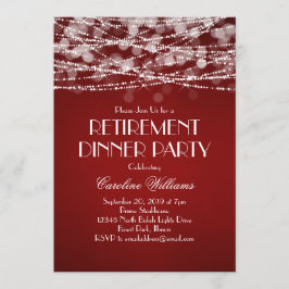 真っ赤な背景に白いストリングライトの還暦パーティー 招待状