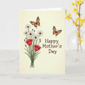真っ赤な花の母の日カード カード (黄色い花)