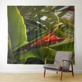 真っ赤な花の花束 熱帯の自然 緑豊かな植物 タペストリー (インサイチュ(横))