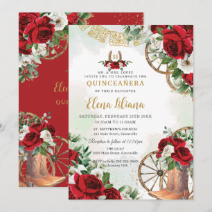 真っ赤な花柄チャロブーツ スイート16 キンセアニエラ 招待状