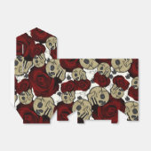 真っ赤な薔薇と髑髏 黒い花のゴシック 白 フェイバーボックス (折り畳みなし)
