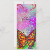 真っ赤な蝶 ピンク パープル ゴールドのお花のスイート16 招待状 (裏面)