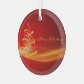 真っ赤な輝きのクリスマスツリー　メリークリスマス ガラスオーナメント (正面左)