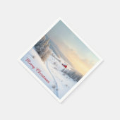真っ赤な雪の農村の納屋 スタンダードカクテルナプキン (角)