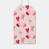 真っ赤な風船、ピンクの風船、ハッピーバレンタインデーのスクリプト ギフトタグ (正面)