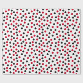 真っ赤な黒のオーナメントボールがあしらわれたクリスマスパターン ラッピングペーパー (フラット)