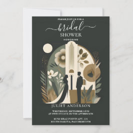 真に魅力的な70s 80s裁判所ブライダルシャワー 招待状