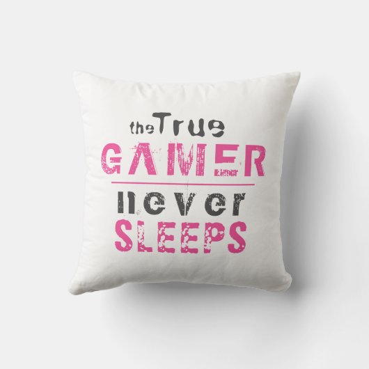 真のゲーマー決して眠らないピンクガールゲーマー クッション (裏面)