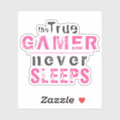 真のゲーマー決して眠らないピンクガールゲーマー シール (シート)