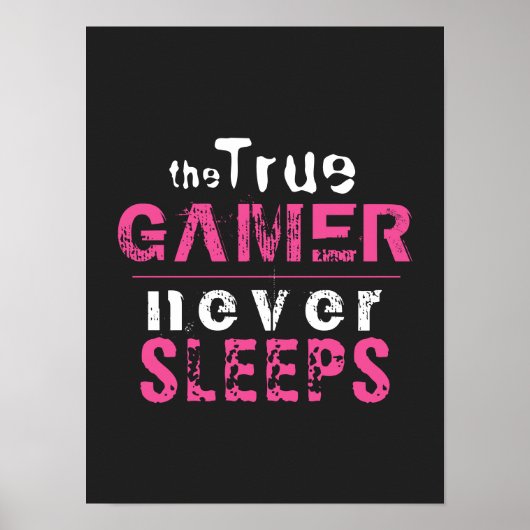 真のゲーマー決して眠らないピンクガールゲーマー ポスター (正面)