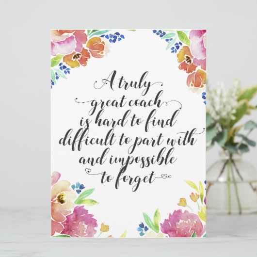 真のコーチ素晴らしー引用文コーチ感謝していユーギフト カード (スタンド正面)