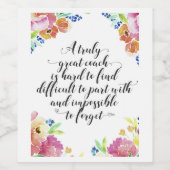 真のコーチ素晴らしー引用文コーチ感謝していユーギフト ワインラベル (シングルラベル)