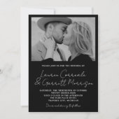 真のシンプルモダン3白黒結婚ズ 招待状 (正面)