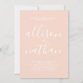 真のシンプル赤面ミニマル結婚リスト 招待状 (正面)