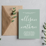 真のシンプル1セージ緑ミニマル結婚リスト 招待状<br><div class="desc">このシンプル結婚式招待状と豪華な装飾は私たち全員のミニマリストに最適!こ連絡の結婚式招待状のもし文字の部分をお願いします。</div>