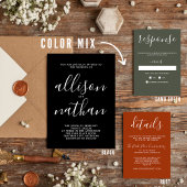 真のシンプル1ブラックミニマル結婚リスト 招待状