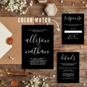 真のシンプル1ブラックミニマル結婚リスト 招待状