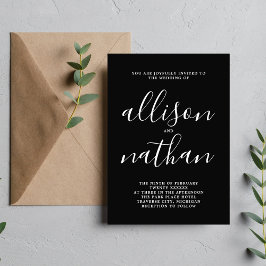 真のシンプル1ブラックミニマル結婚リスト 招待状