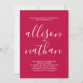 真のシンプル1ラズベリーミニマル結婚リスト 招待状 (正面)