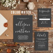 真のシンプル1木炭ミニマル結婚リスト 招待状