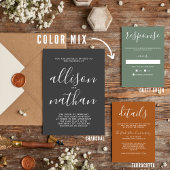 真のシンプル1木炭ミニマル結婚リスト 招待状