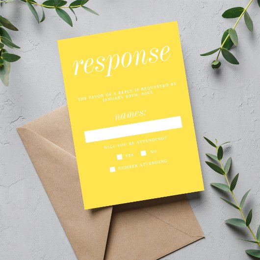 真のシンプル2ひまわりミニマル結婚リスト 出欠カード