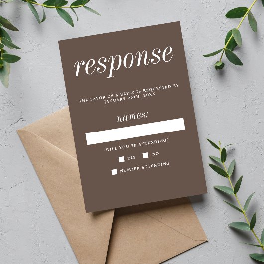 真のシンプル2キノコのミニマル結婚リスト 出欠カード