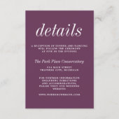 真のシンプル2グレープパープルミニマル結婚リスト エンクロージャーカード (正面)