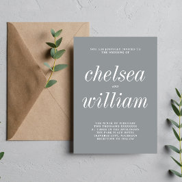 真のシンプル2ストーングレーミニマル結婚リスト 招待状