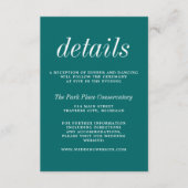 真のシンプル2ティール(緑がかった色)ミニマル結婚リスト エンクロージャーカード (正面)