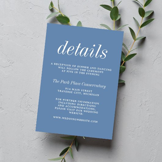 真のシンプル2デニムブルーミニマル結婚リスト エンクロージャーカード