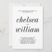 真のシンプル2ブラック&ホワイトミニマル結婚リスト 招待状 (正面)