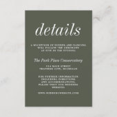 真のシンプル2迷彩柄グリーンミニマル結婚リスト エンクロージャーカード (正面)