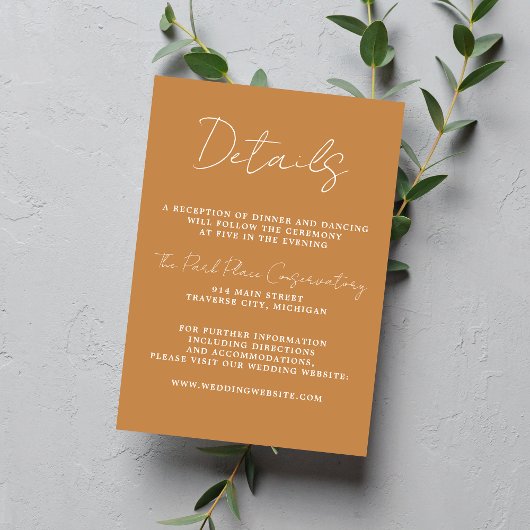 真のシンプル3スクリプミニマルトのア結婚プリコット エンクロージャーカード