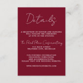 真のシンプル3スクリプミニマルトBurgundy結婚's エンクロージャーカード (正面)