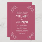 真のシンプル6ムルベリー結婚フローラ 招待状 (正面/裏面)