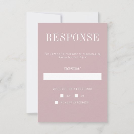 真のシンプル6ムーンライトミニマル結婚リスト 出欠カード (正面)