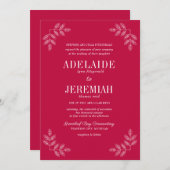 真のシンプル6ラズベリー結婚フローラ 招待状 (正面/裏面)