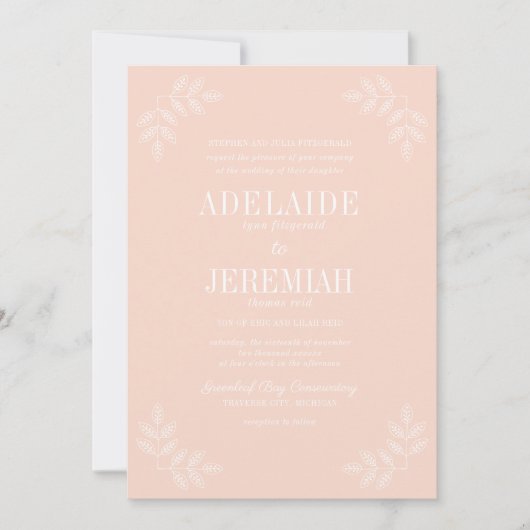 真のシンプル6赤面フローラ結婚式招待状 招待状 (正面)