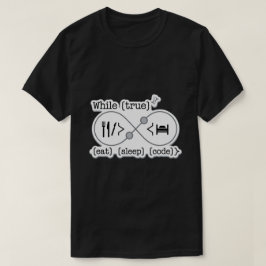 真のスリープ食べコードプログラマ Tシャツ