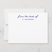 真のネイビーブルーのデスクからモダン ノートカード (正面)