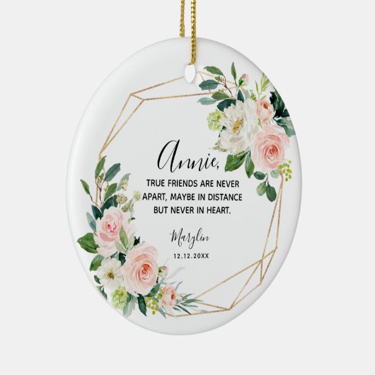 真のパーソナライズされた友達はセラと遠く離れてはいない セラミックオーナメント (右)