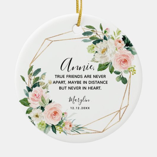 真のパーソナライズされた友達はセラと遠く離れてはいない セラミックオーナメント (正面)