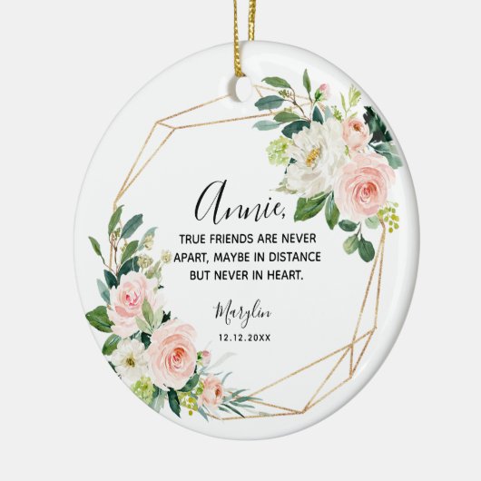真のパーソナライズされた友達はセラと遠く離れてはいない セラミックオーナメント (左)