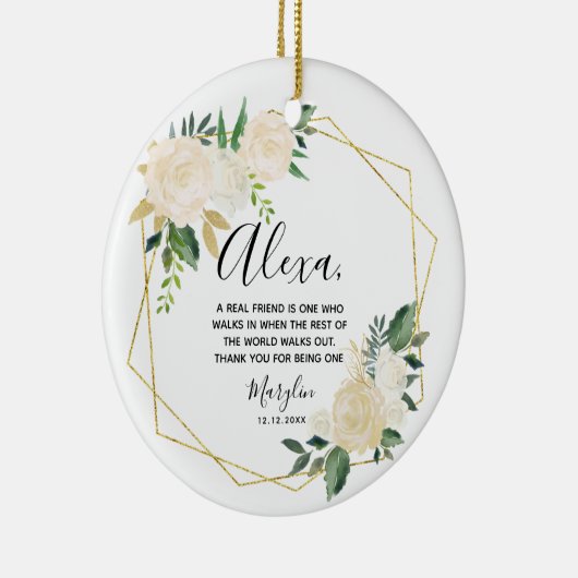 真のパーソナライズされた友達はセラと遠く離れてはいない セラミックオーナメント (右)