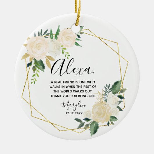 真のパーソナライズされた友達はセラと遠く離れてはいない セラミックオーナメント (正面)