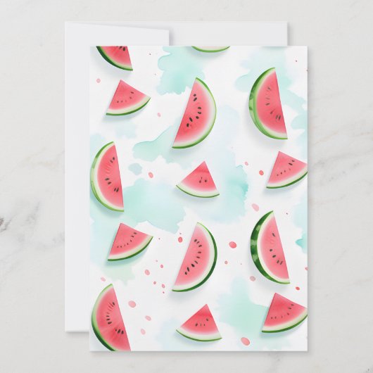 真のピンクの夏の1日のメロンの最初の1日 招待状 (裏面)