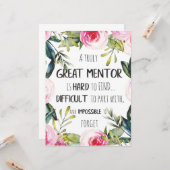 真のメンター素晴らしギフトメンター感謝引用文 カード (正面/裏面インサイチュ)