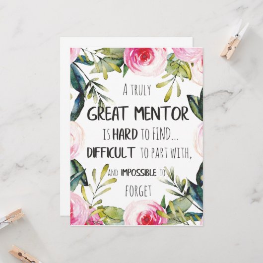 真のメンター素晴らしギフトメンター感謝引用文 カード (正面/裏面インサイチュ)