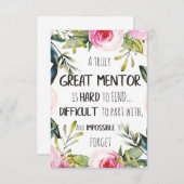 真のメンター素晴らしギフトメンター感謝引用文 サンキューカード (正面/裏面)
